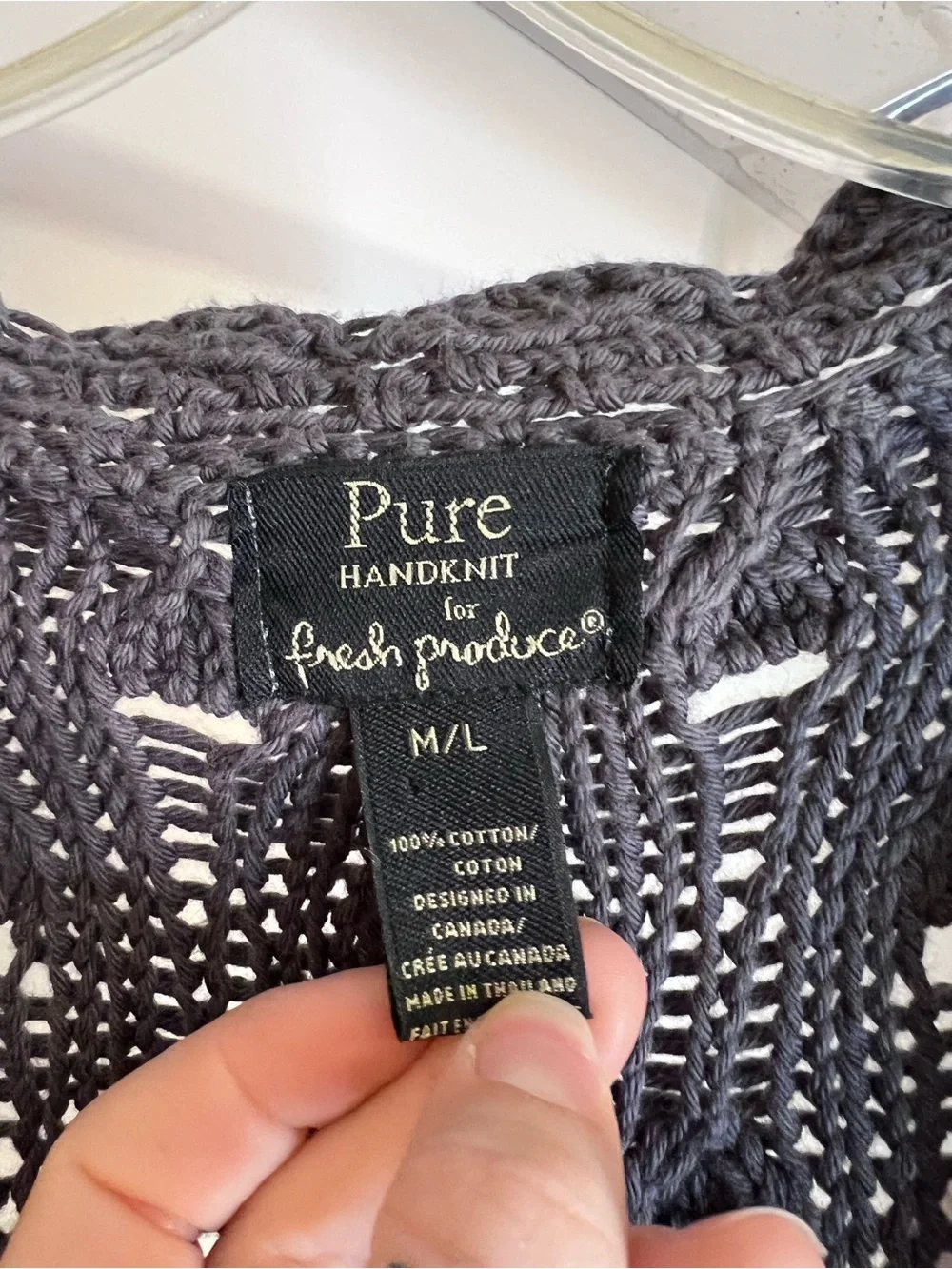 Pure Handknit by Fresh Produce Gray Sweater Shrug- M